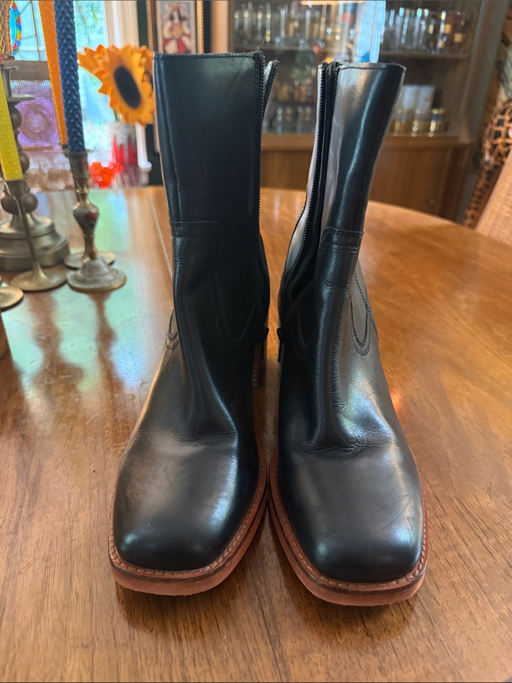 Seychelles Black Leather Zip-Up Ankle Boots
